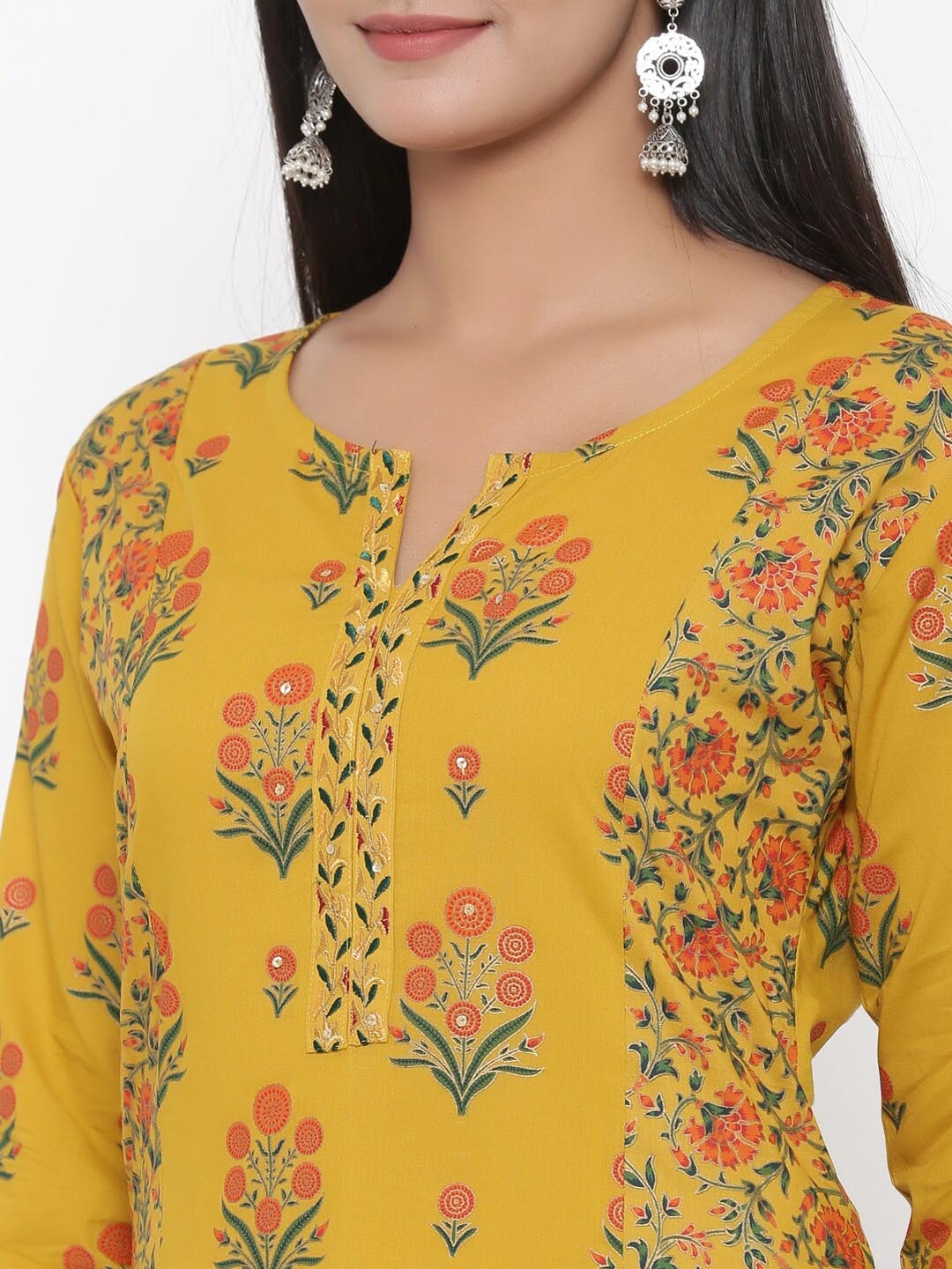 Mustard Printed Kurta Set-Yufta Store-7368SETYLM