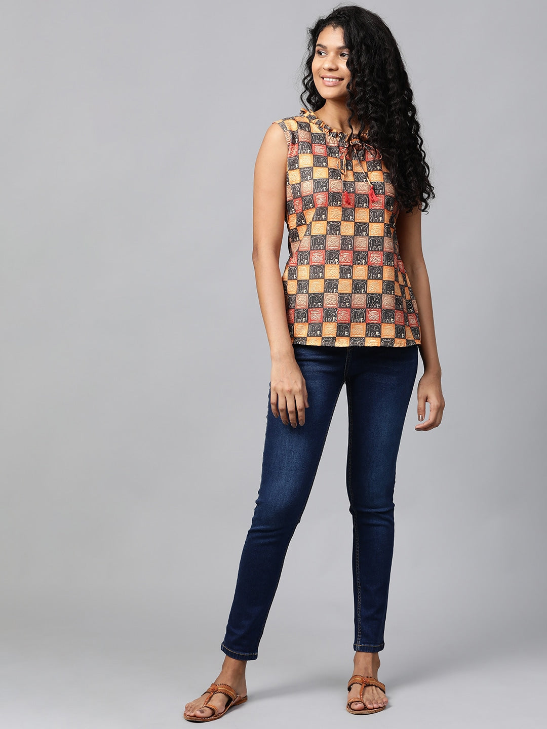 Mustard Printed Tunic-Yufta Store-7422TOPBRXS