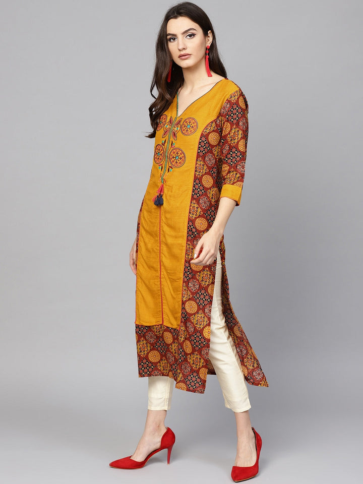 Mustard & Rust Printed Kurta-Yufta Store-DBNWKU1560S