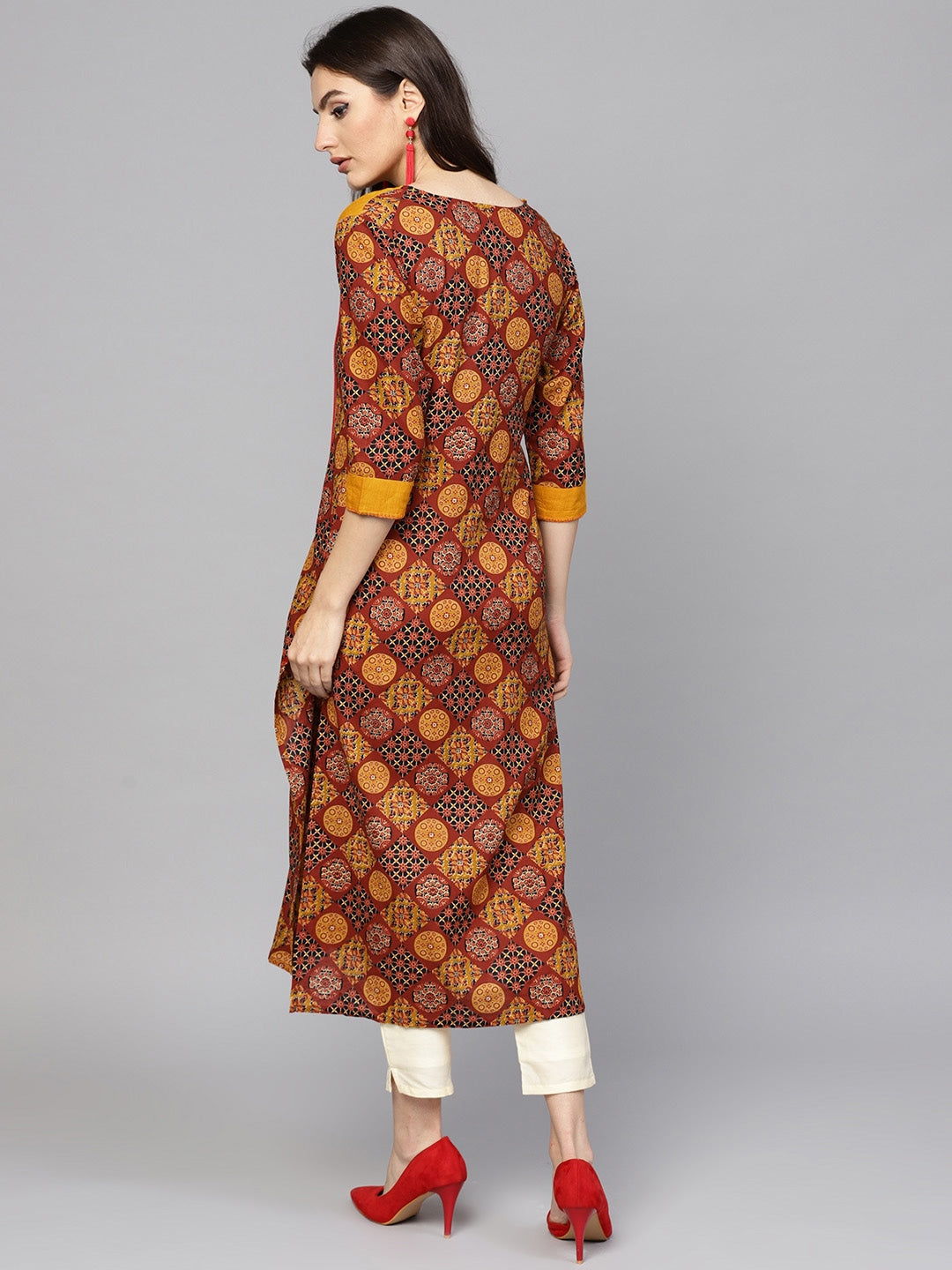 Mustard & Rust Printed Kurta-Yufta Store-DBNWKU1560S