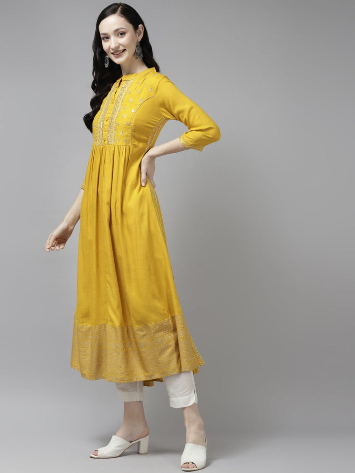 Mustard Sequins Kurta-Yufta Store-9904KURMSS