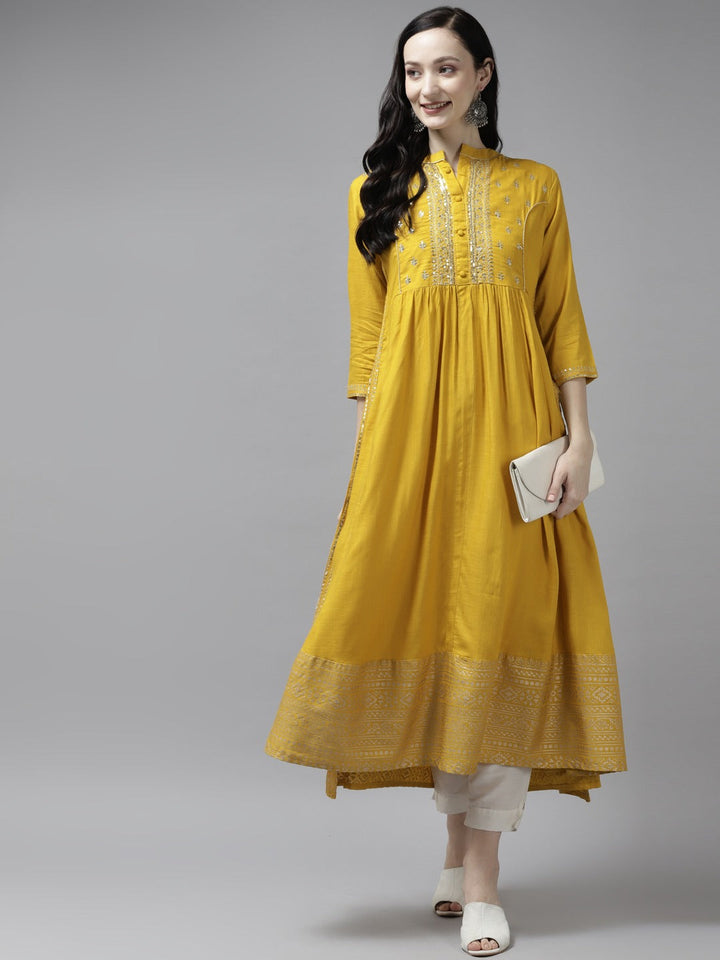 Mustard Sequins Kurta-Yufta Store-9904KURMSS