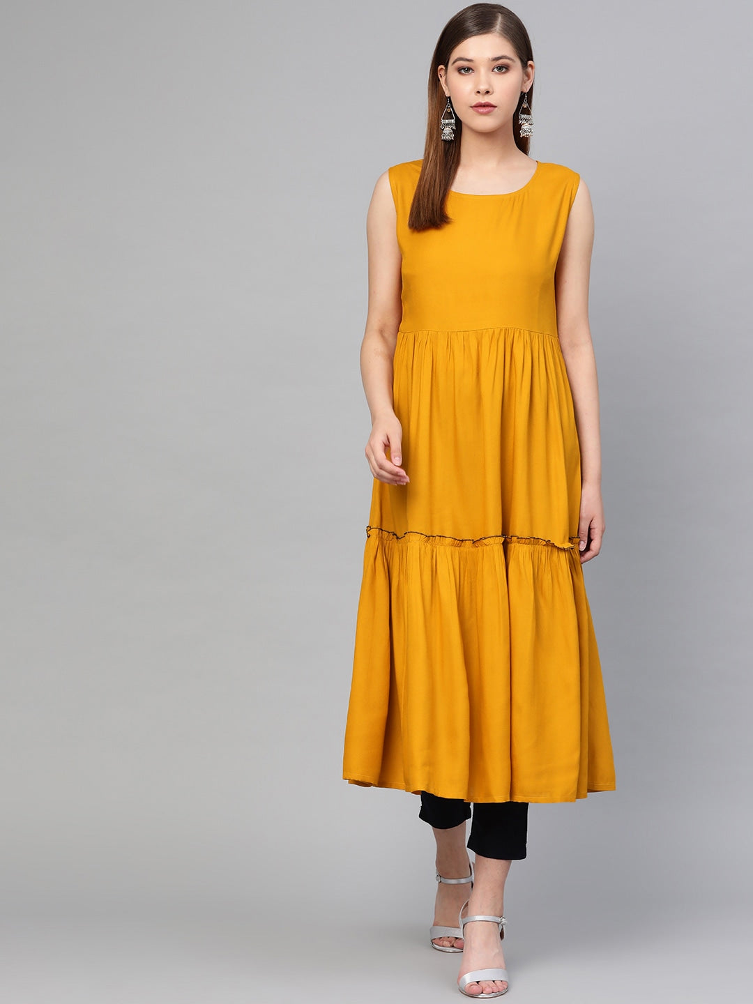 Mustard Solid Kurta-Yufta Store-2648KURMSS