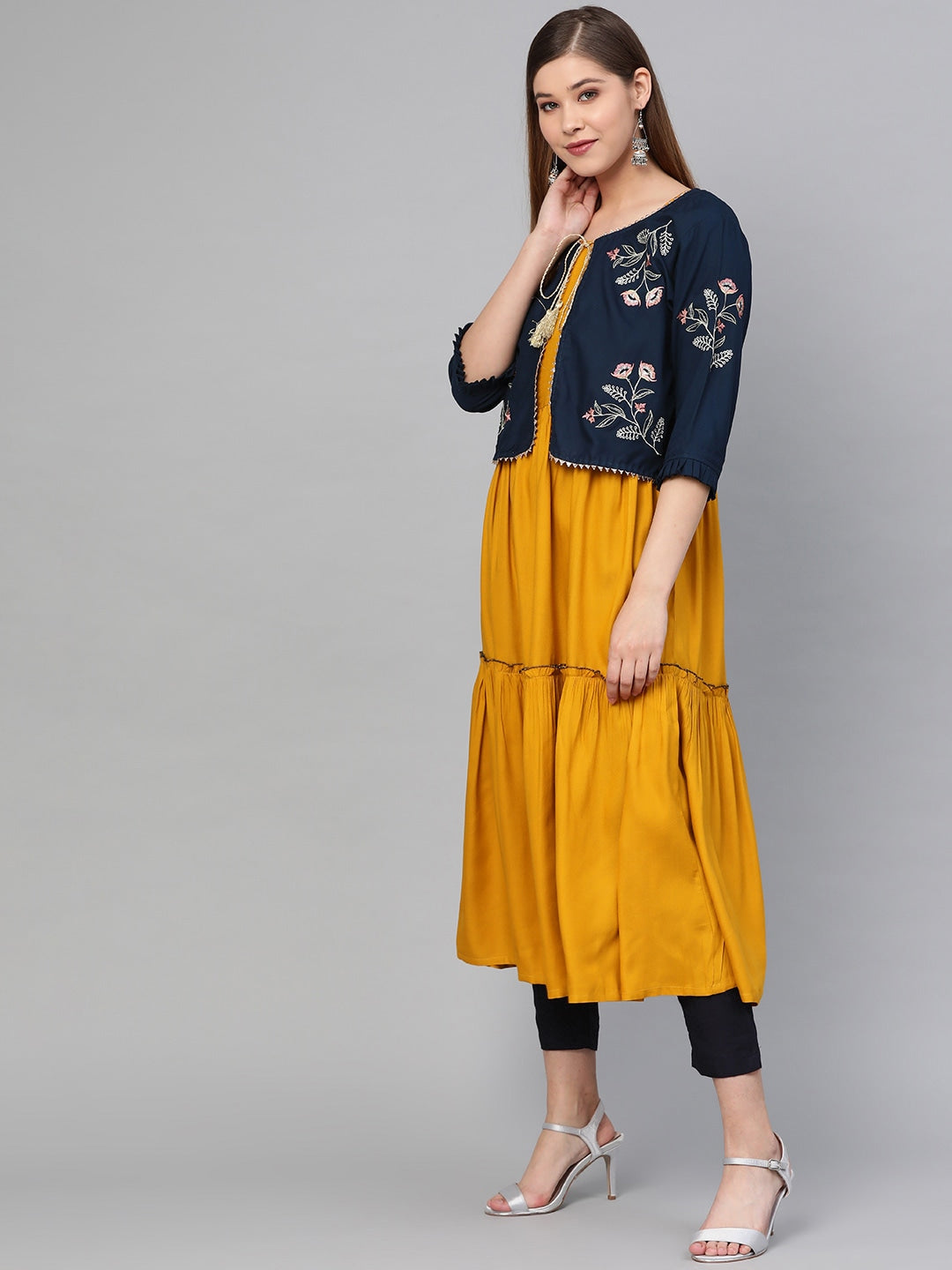 Mustard Solid Kurta-Yufta Store-2648KURMSS