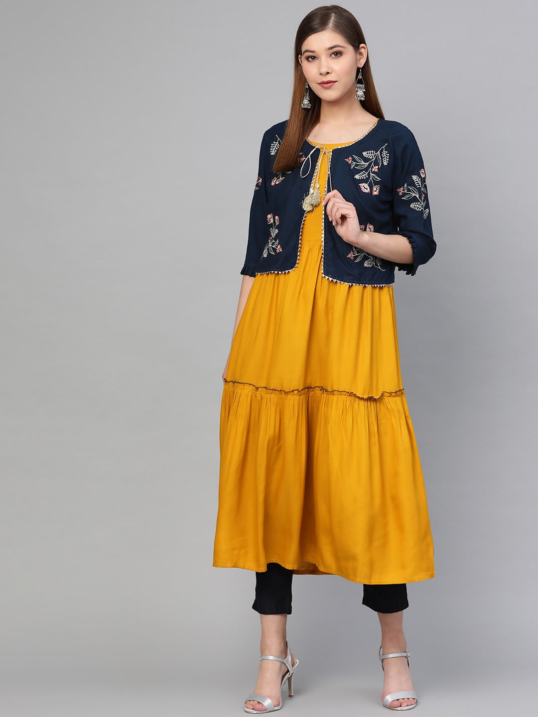 Mustard Solid Kurta-Yufta Store-2648KURMSS