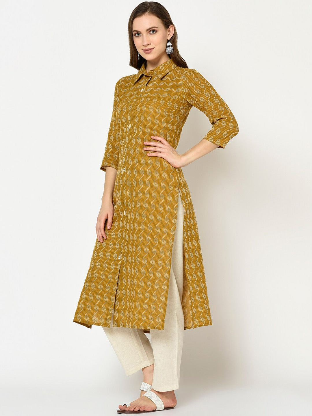 Mustard Straight Kurta-Yufta Store-7510KURMSS