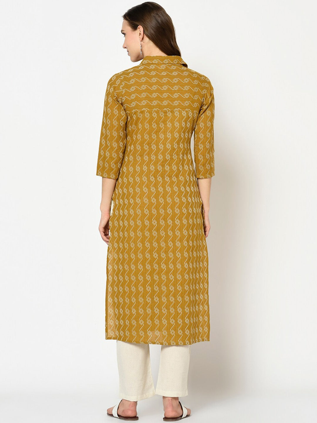 Mustard Straight Kurta-Yufta Store-7510KURMSS