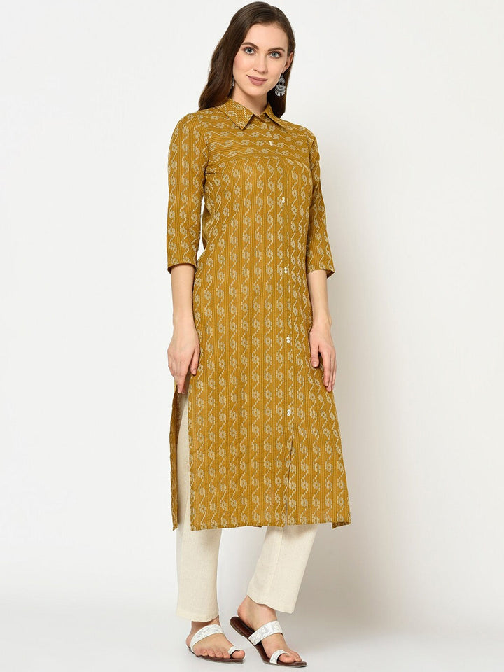 Mustard Straight Kurta-Yufta Store-7510KURMSS