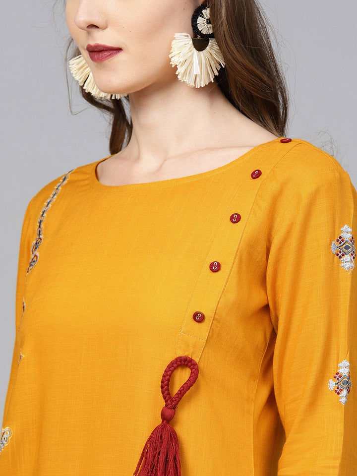 Mustard Yellow Solid Kurta-Yufta Store-YUFPJKU975S