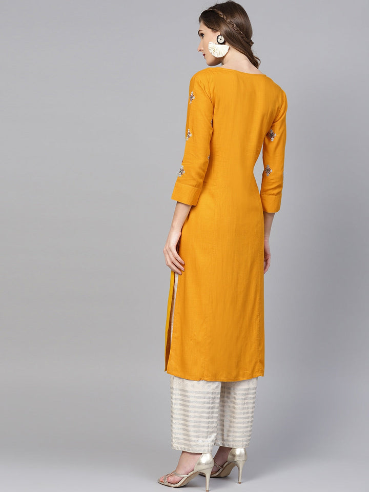 Mustard Yellow Solid Kurta-Yufta Store-YUFPJKU975S