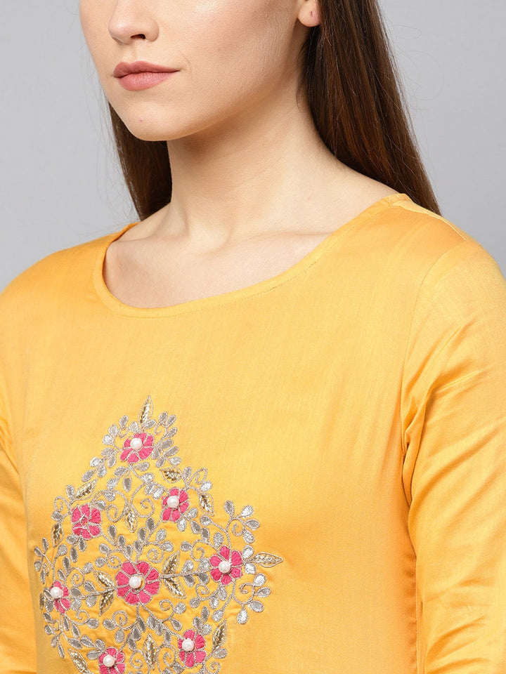 Mustard Yellow Straight Kurta Set-Yufta Store-676SETYLS