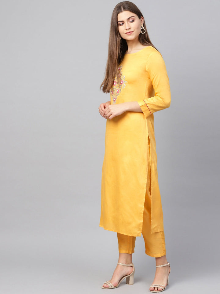 Mustard Yellow Straight Kurta Set-Yufta Store-676SETYLS