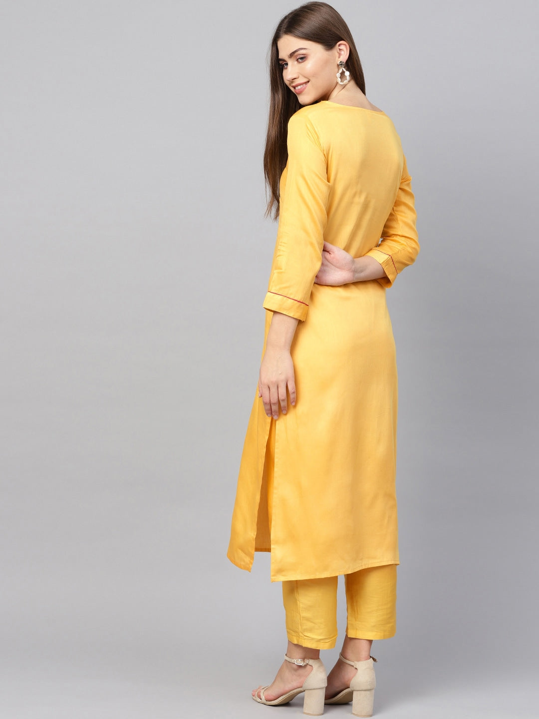 Mustard Yellow Straight Kurta Set-Yufta Store-676SETYLS