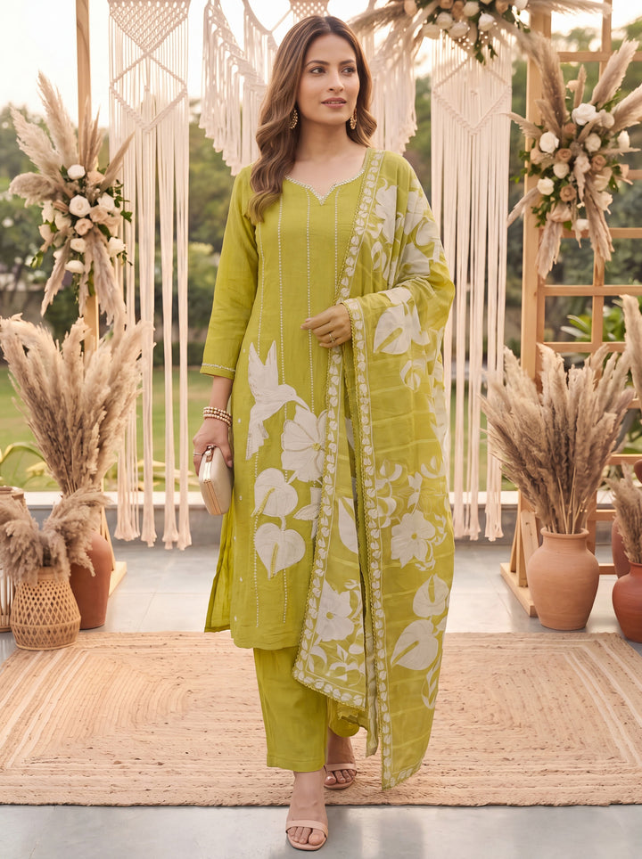Mustard Petal Soft Kurta Dupatta Pant Set