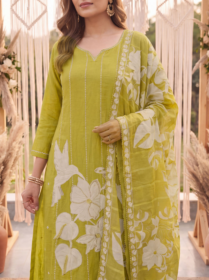 Mustard Petal Soft Kurta Dupatta Pant Set