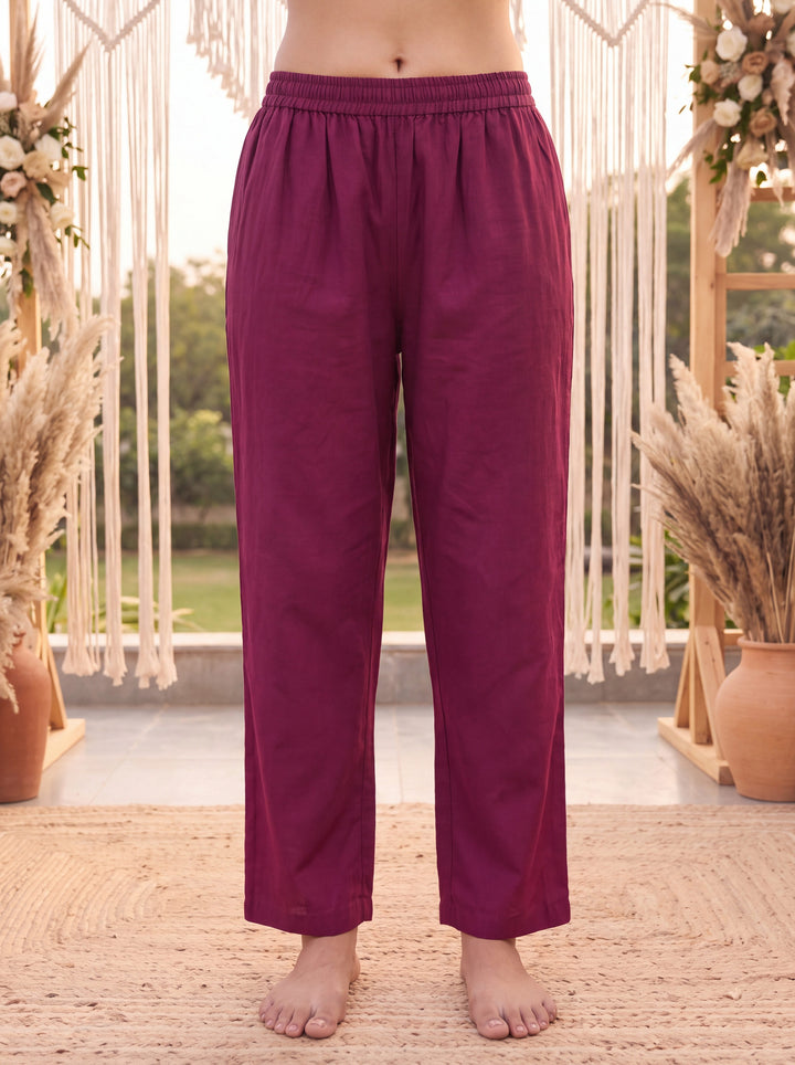 Purple Mal Chanderi Kurta Dupatta Pant Set
