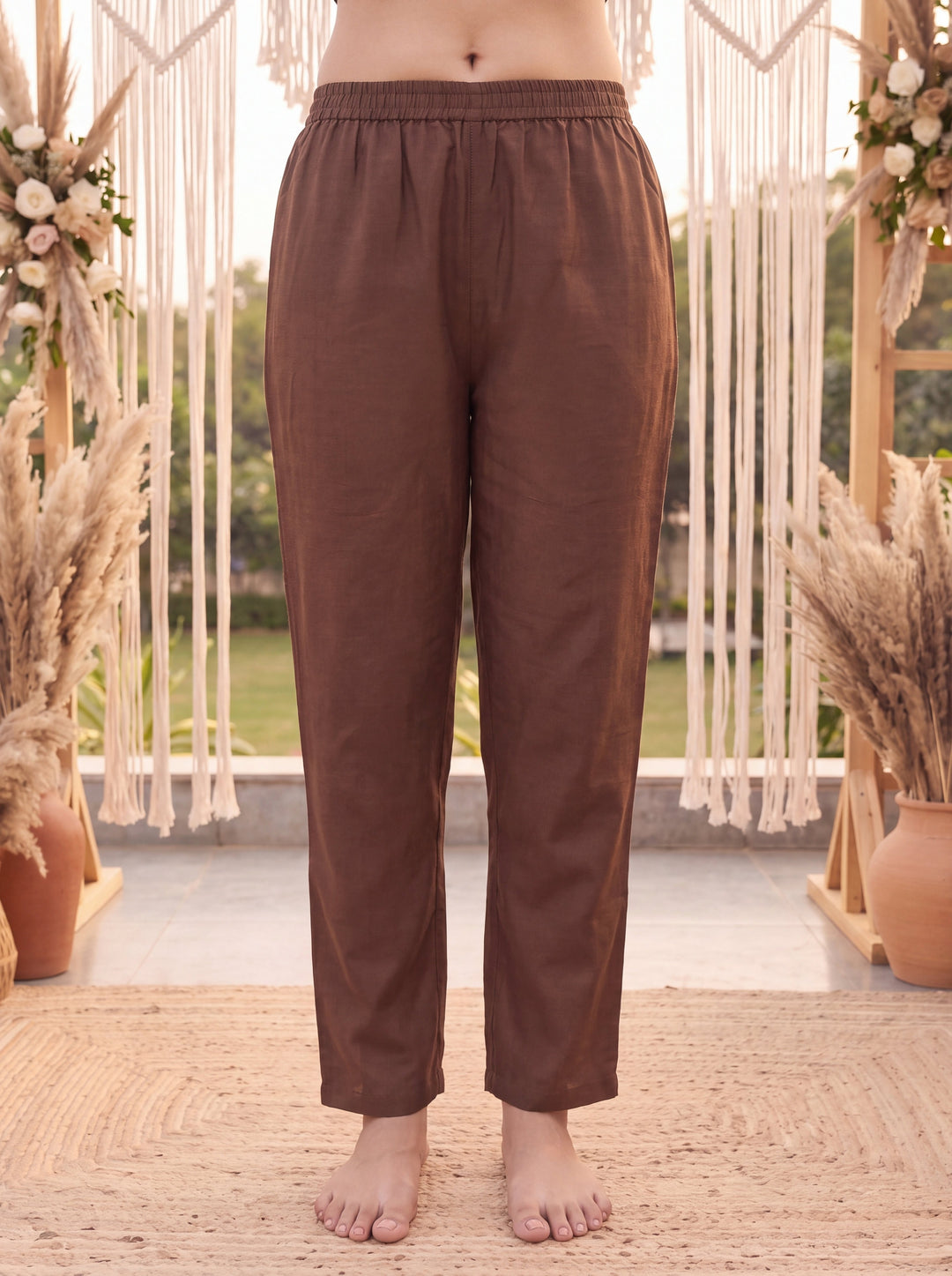 Brown Mal Chanderi Kurta Dupatta Pant Set
