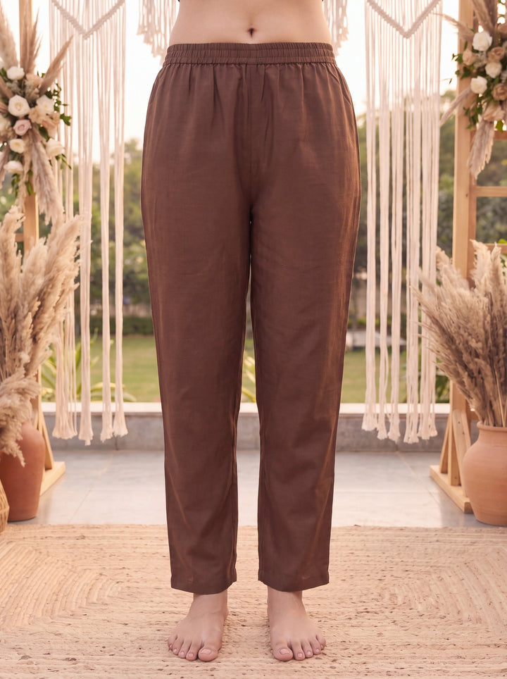 Brown Mal Chanderi Kurta Dupatta Pant Set