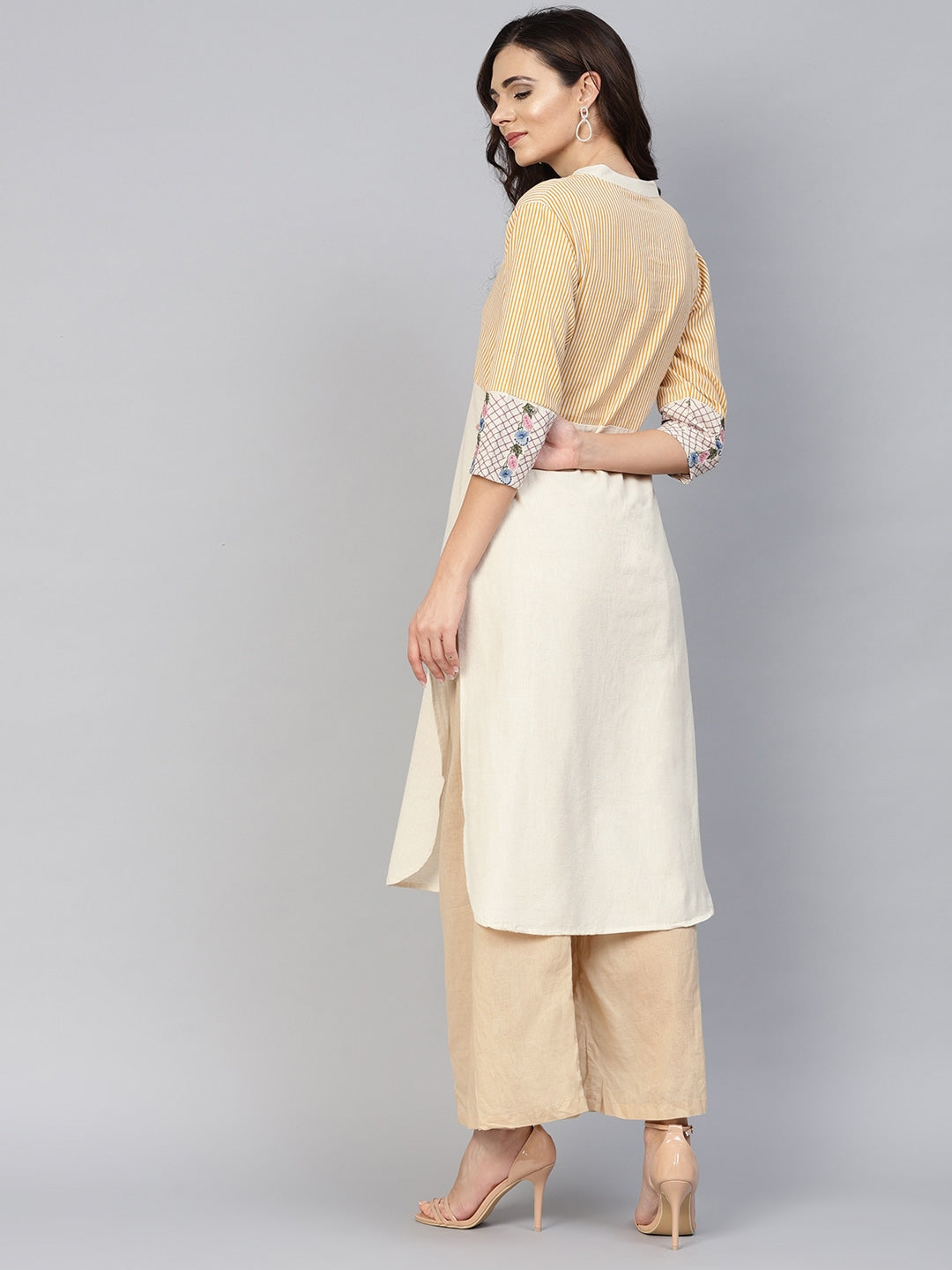 Off-White & Mustard Straight Kurta-Yufta Store-DBNWKU1625MSS