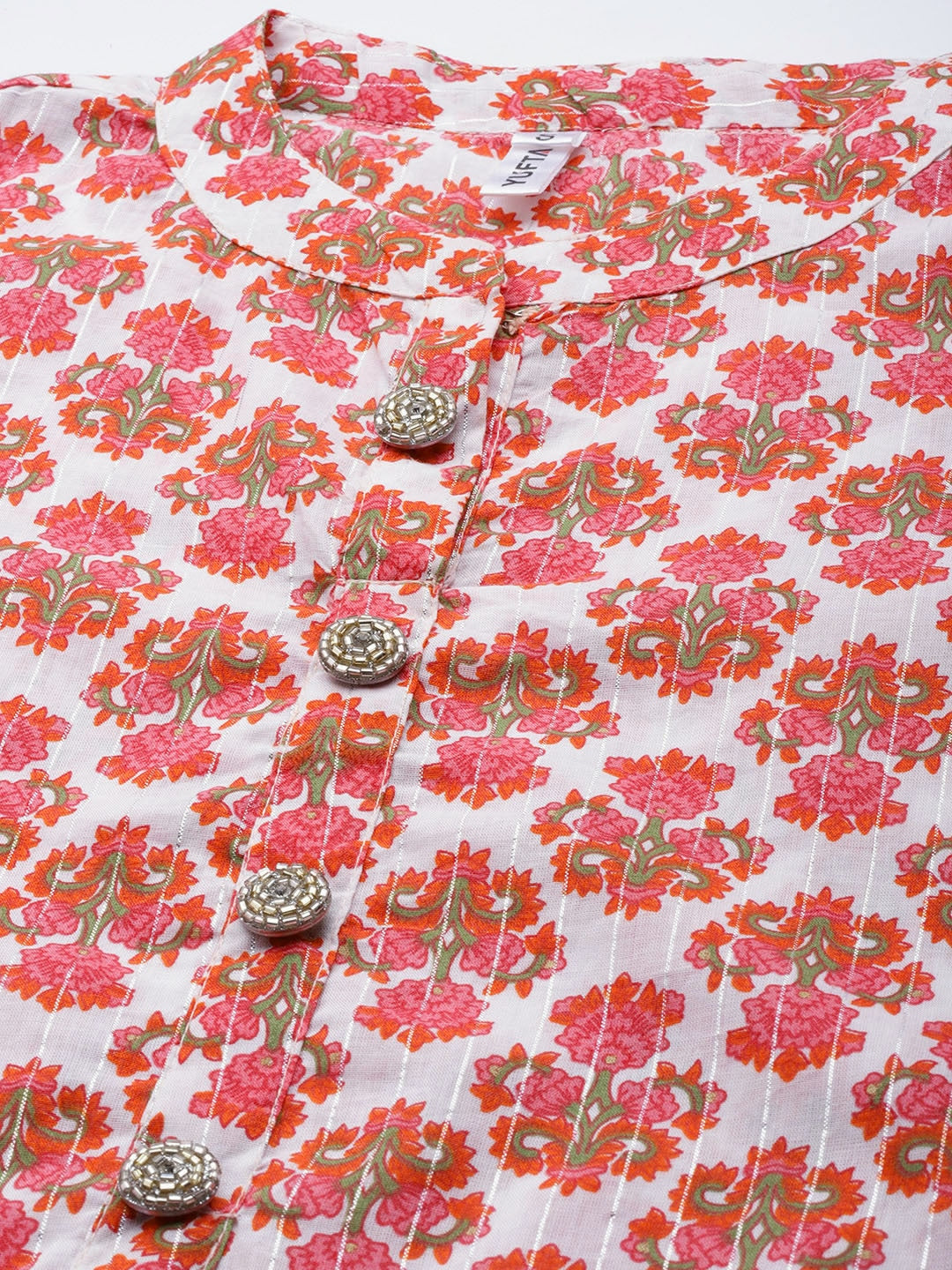 Off-White & Pink Ethnic Printed kurtis for women-Yufta Store-9563KURRDS