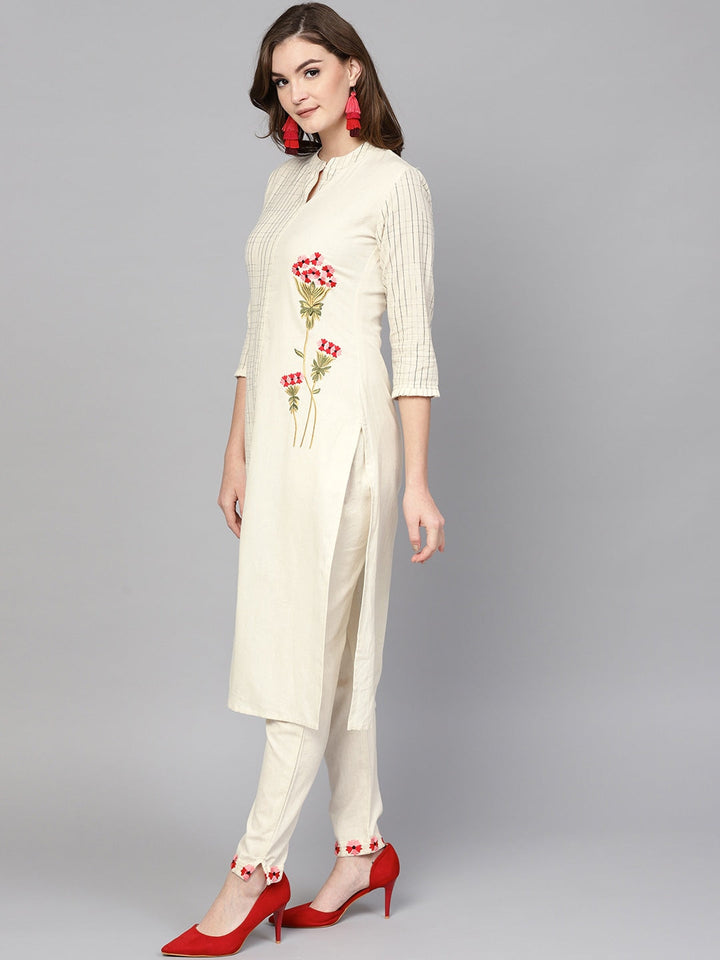 Off-White Straight Kurta Set-Yufta Store-DBAJSET1673S