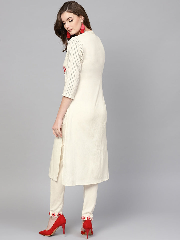 Off-White Straight Kurta Set-Yufta Store-DBAJSET1673S