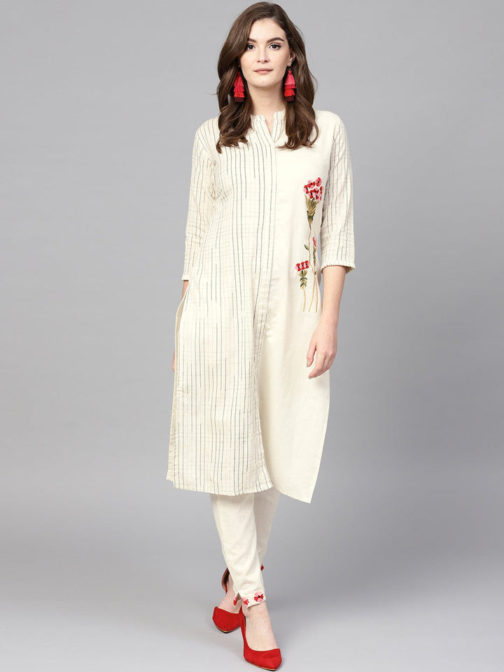 Off-White Straight Kurta Set-Yufta Store-DBAJSET1673S