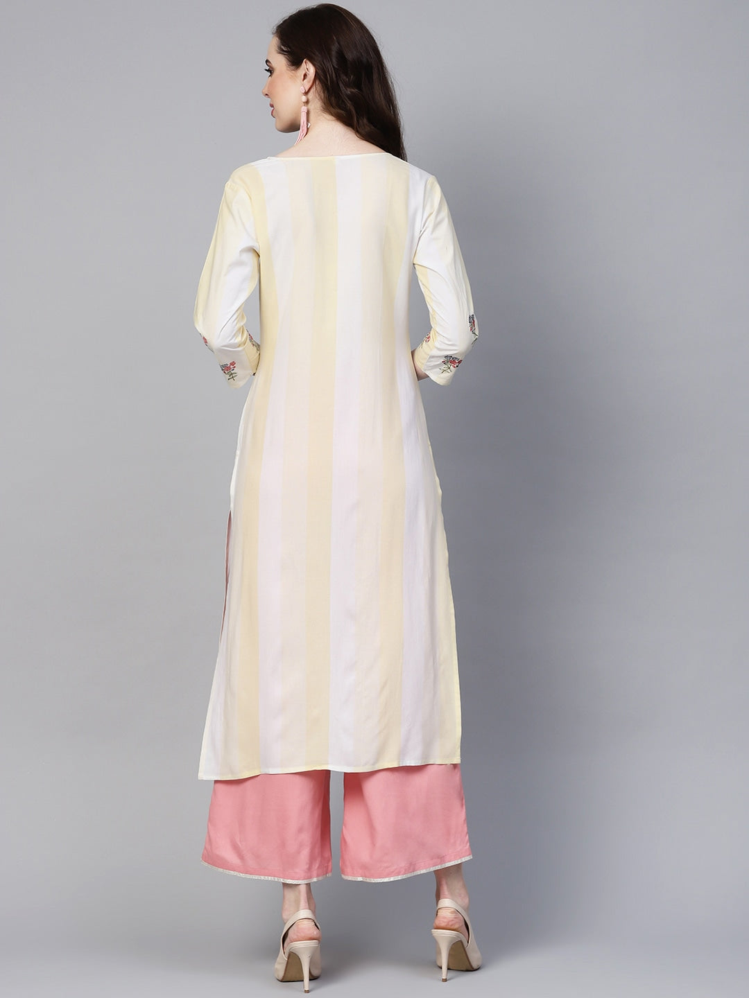 Off-White & Yellow Straight Kurta-Yufta Store-YUFGKKU749S