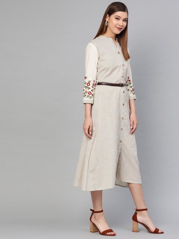 OffWhite A-Line Kurta-Yufta Store-1615DRSWHS