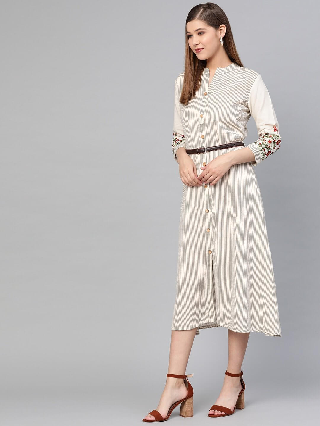 OffWhite A-Line Kurta-Yufta Store-1615DRSWHS