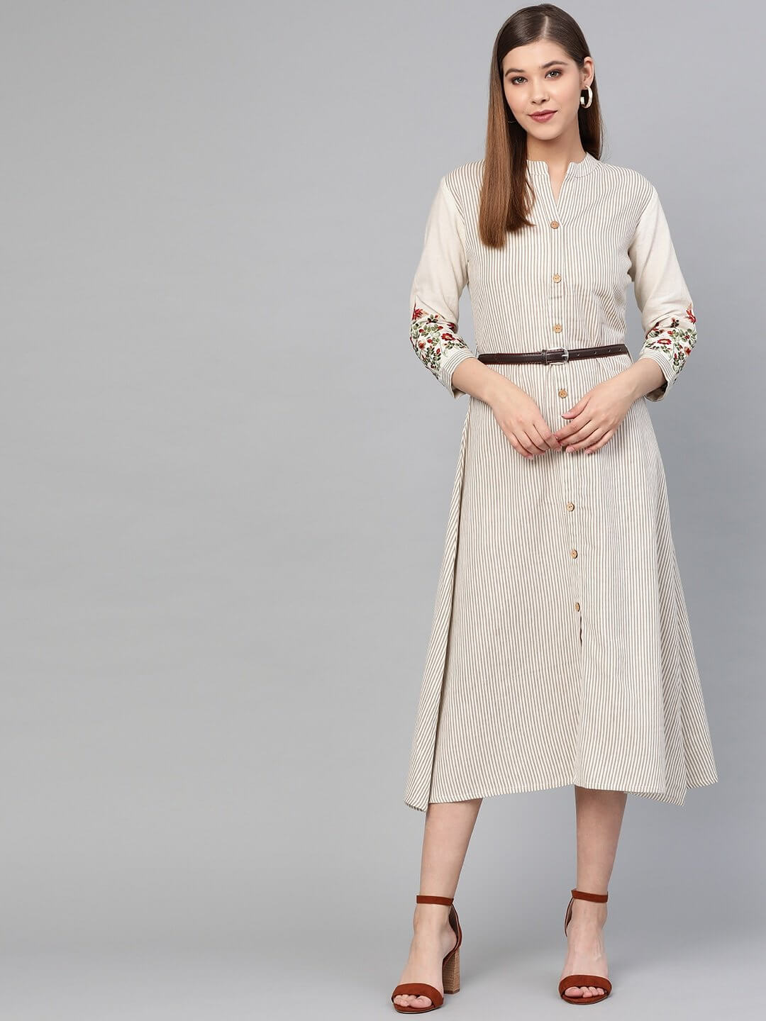 OffWhite A-Line Kurta-Yufta Store-1615DRSWHS