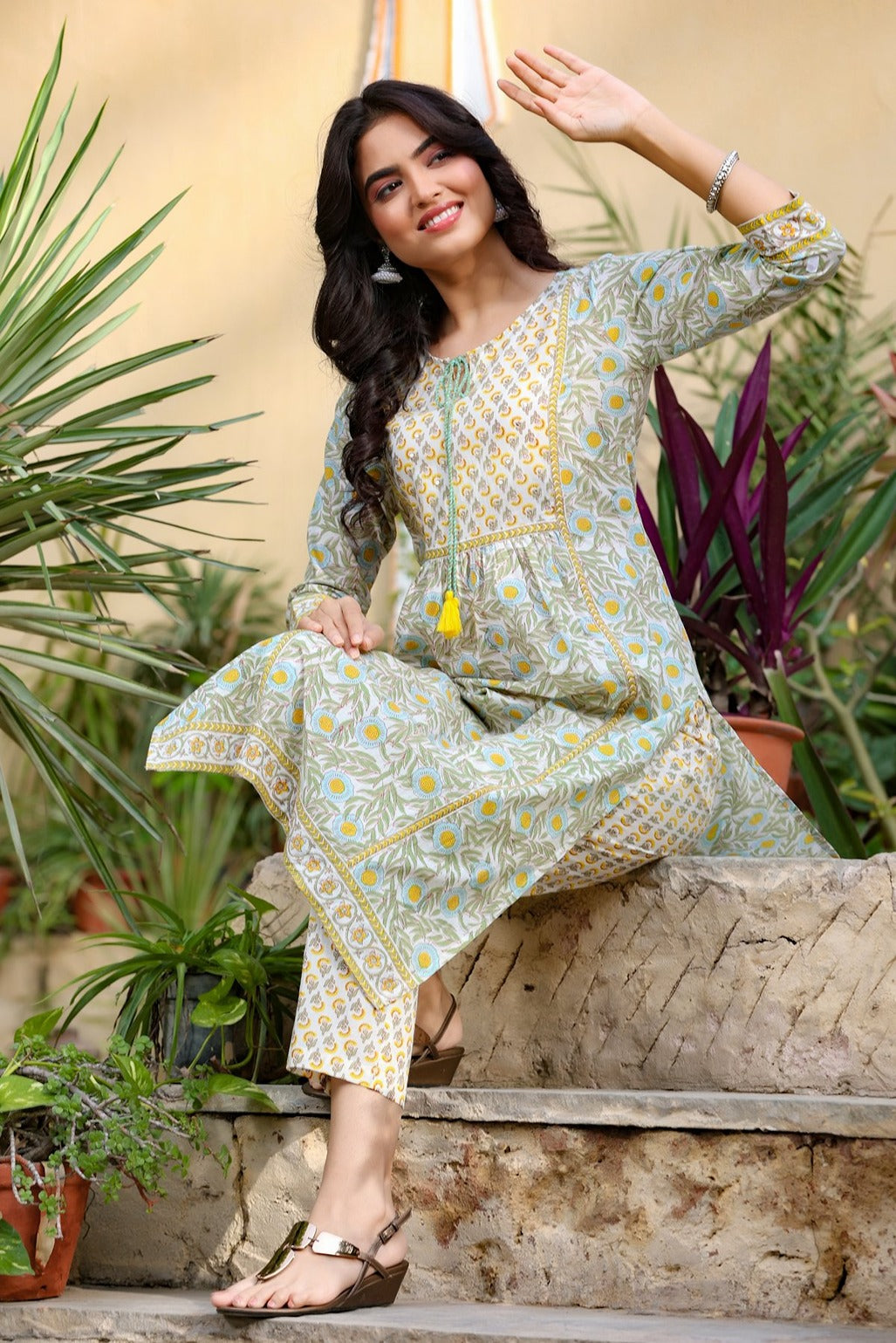 Offwhite Printed Kurta Set-Yufta Store-9013SETWHS