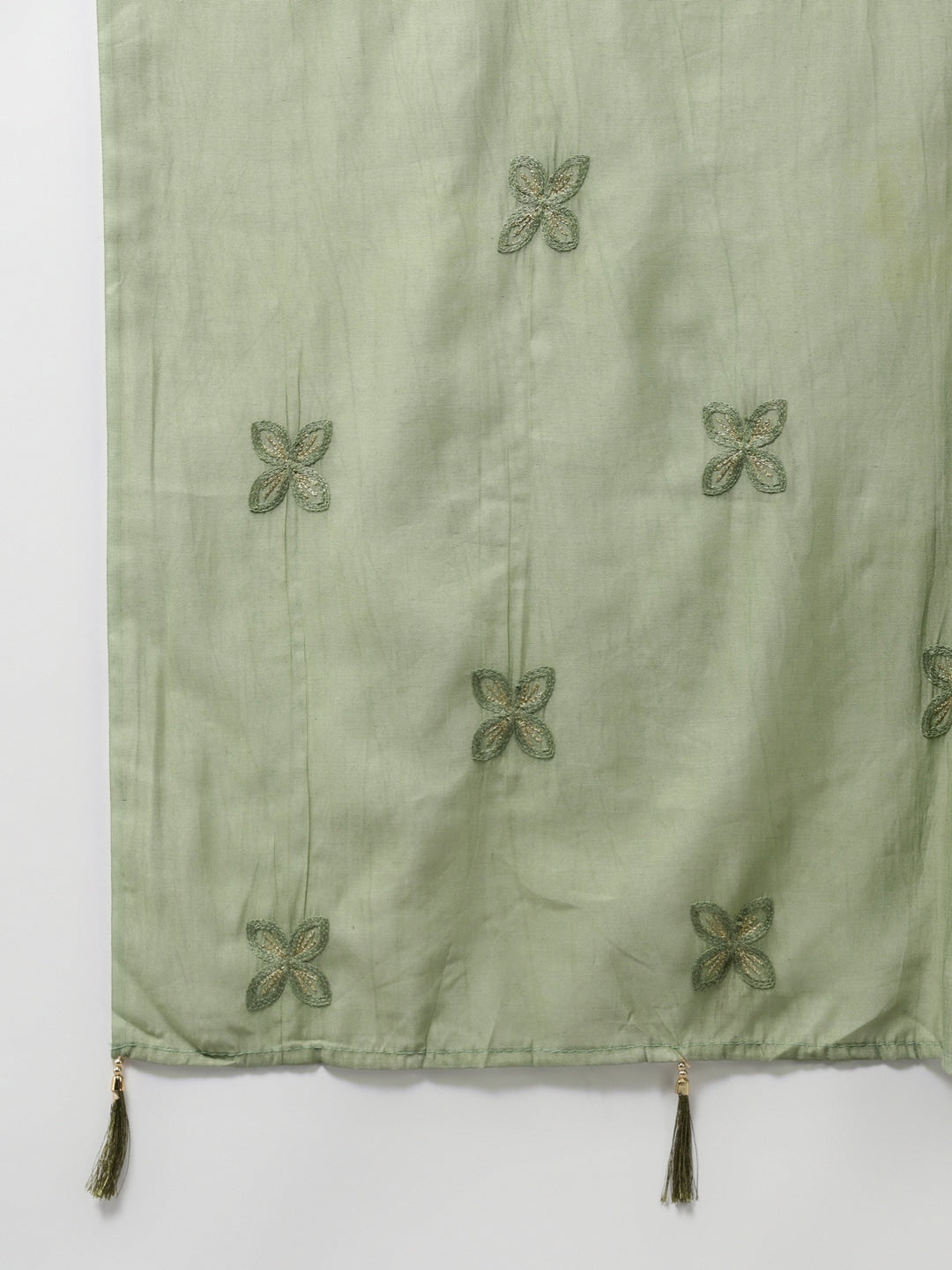 Olive Green Floral Printed Dupatta Set-Yufta Store-9245SKDGRS
