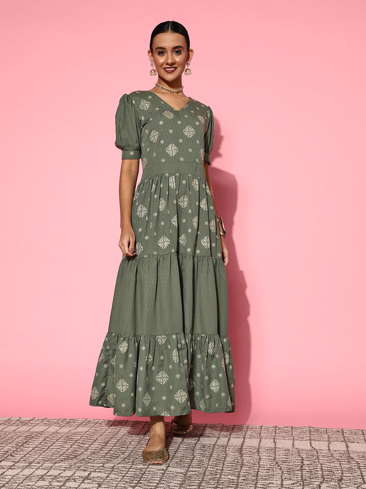 Olive Green Maxi Dress-Yufta Store-8125DRSOGS