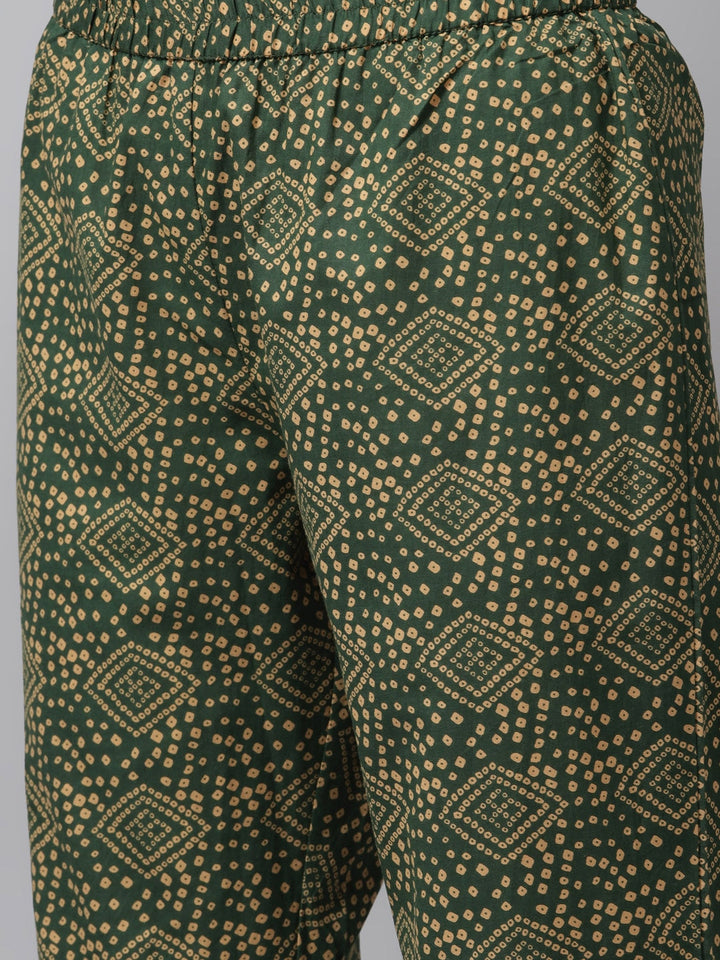 Olive Green Printed Dupatta Set-Yufta Store-5405SKDGRM