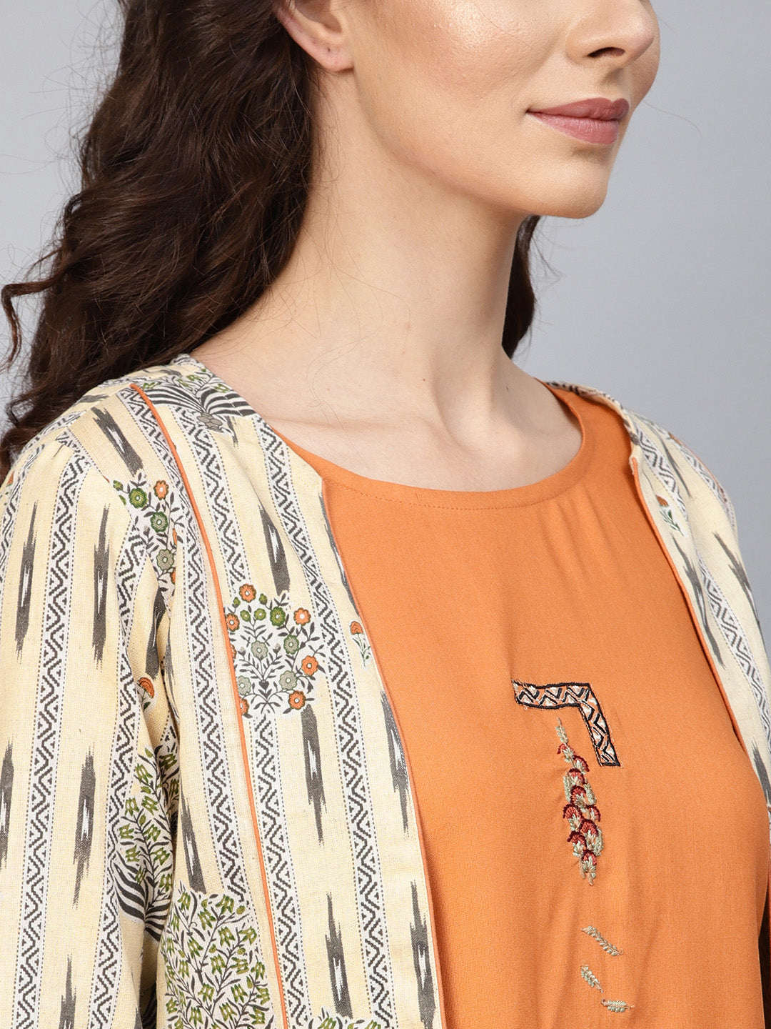 Orange A-Line Kurta-Yufta Store-YUFPJKU930S