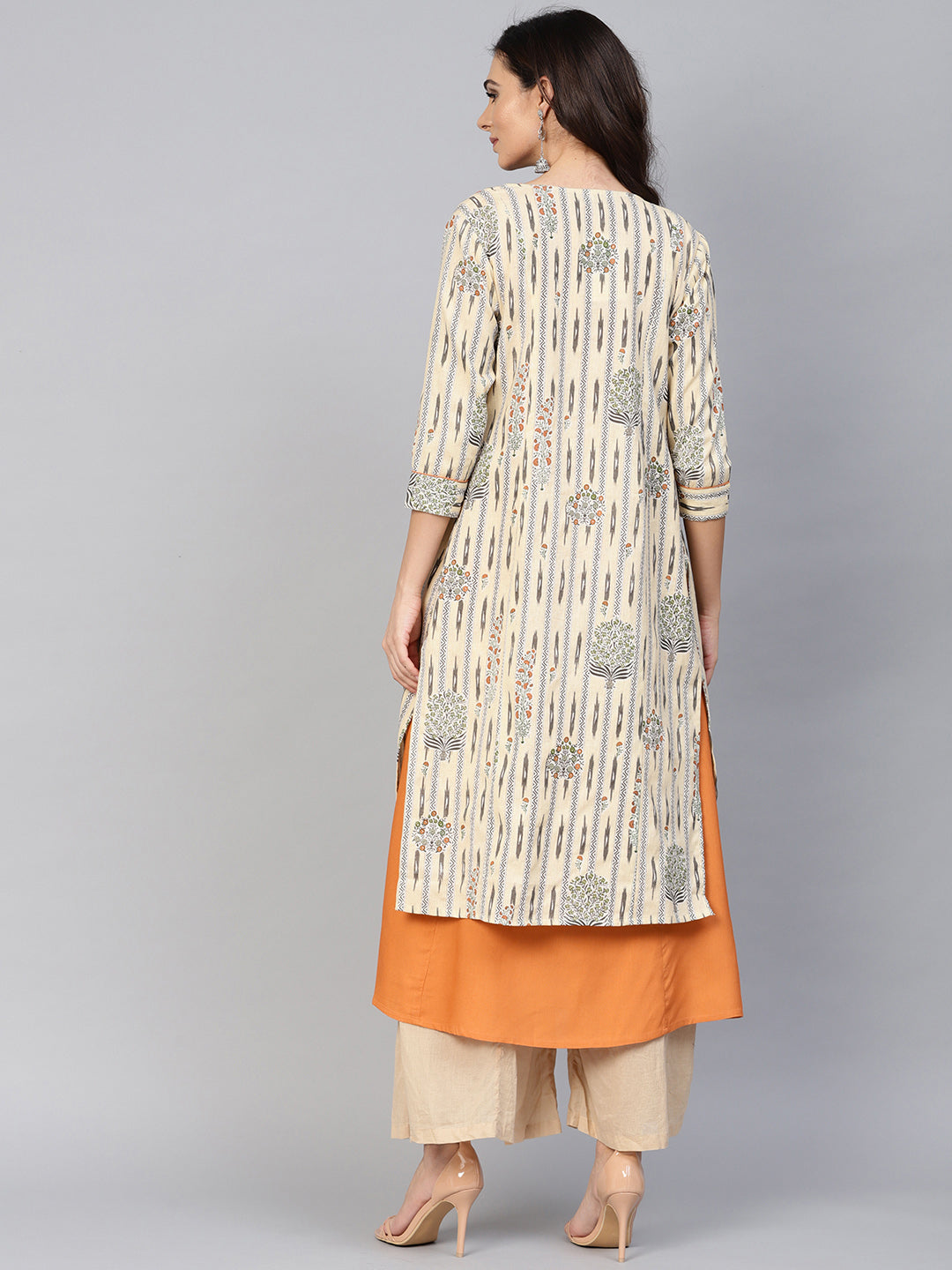 Orange A-Line Kurta-Yufta Store-YUFPJKU930S