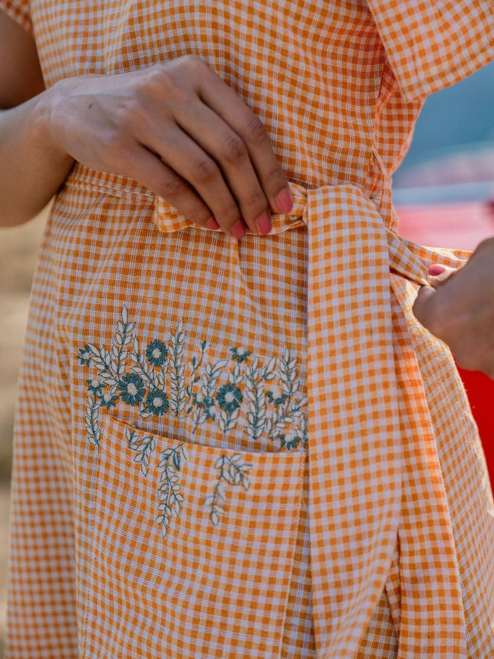 Orange Checked Dress-Yufta Store-1479DRSORS