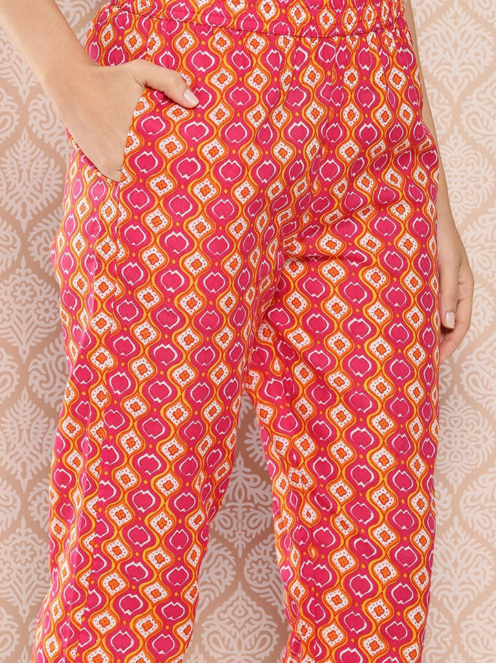 Orange Floral Printed Regular Sequinned Pure Cotton Kurta with Trousers & Dupatta Set-Yufta Store-1282SKDPKS