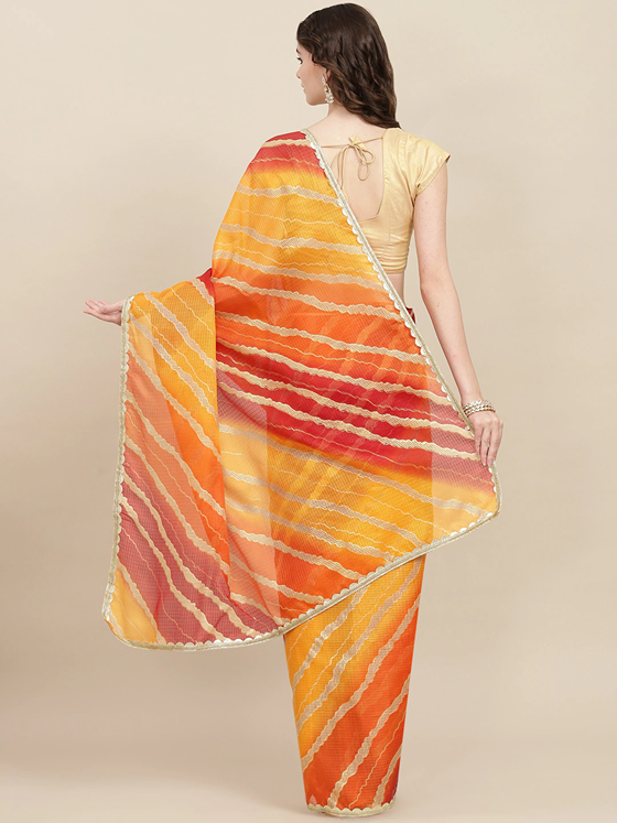 Orange Leheriya Saree-Yufta Store-9887SAROR