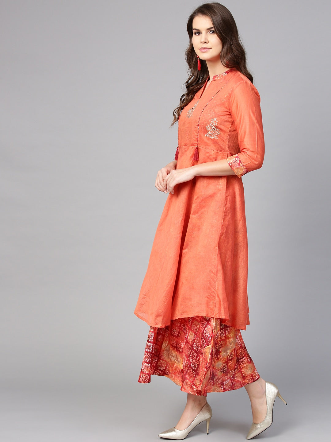 Orange Printed Dress-Yufta Store-YUFPKU1800S