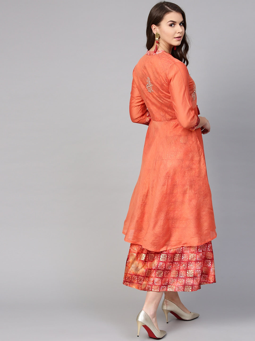 Orange Printed Dress-Yufta Store-YUFPKU1800S