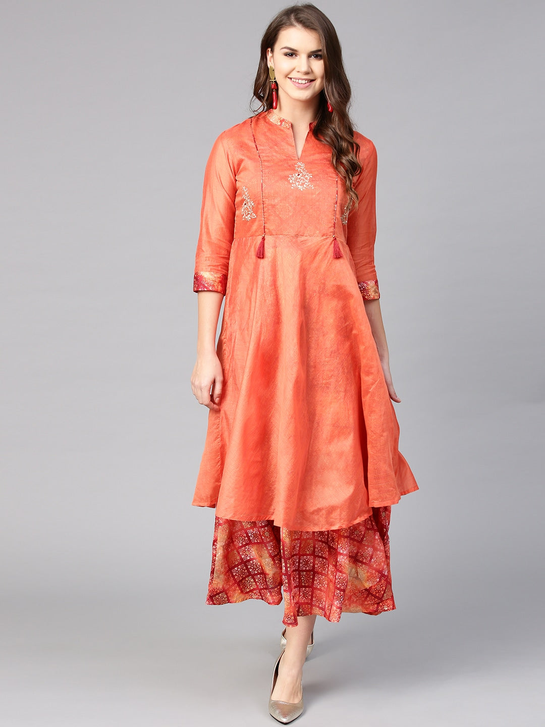 Orange Printed Dress-Yufta Store-YUFPKU1800S