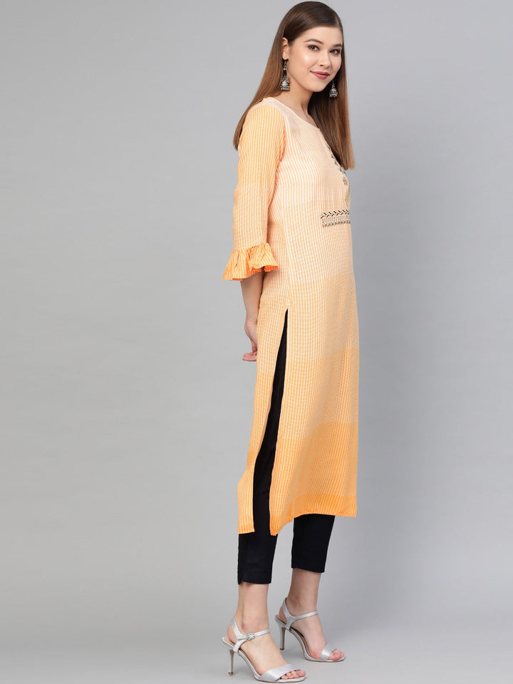 Orange & White Straight Kurta-Yufta Store-826KURORS