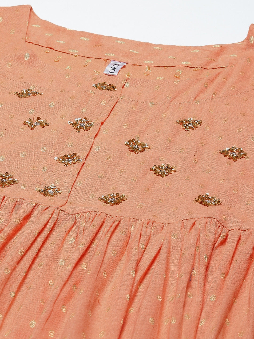 Peach Embellished Maxi Dress-Yufta Store-3604DRSPKM