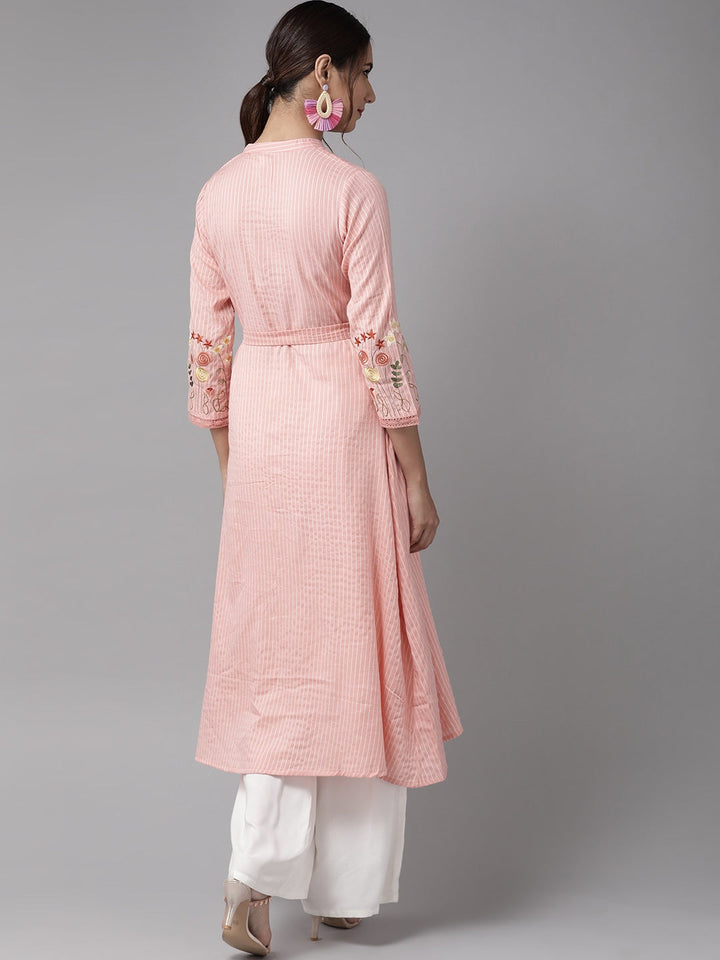 Peach Embroidered Kurta-Yufta Store-7560KURPCS