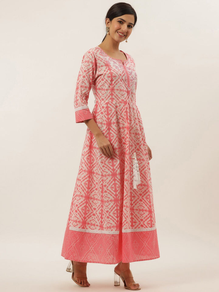 Peach Ethnic Motifs Maxi Dress-Yufta Store-2751DRSPCM