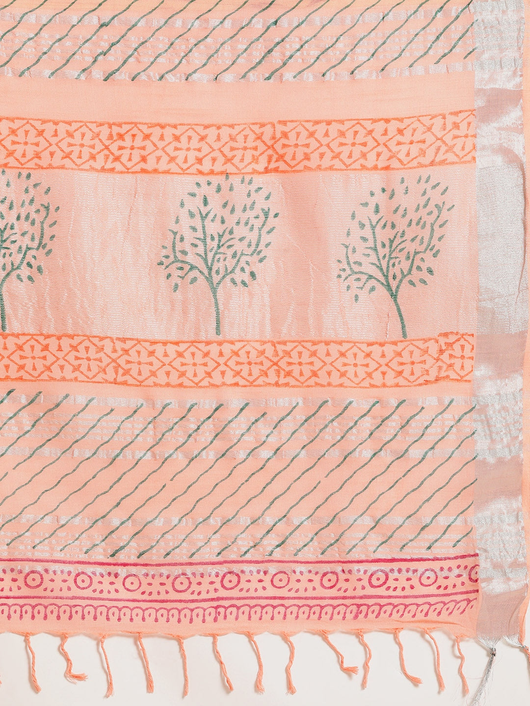 Peach Ethnic Motifs Zari Saree