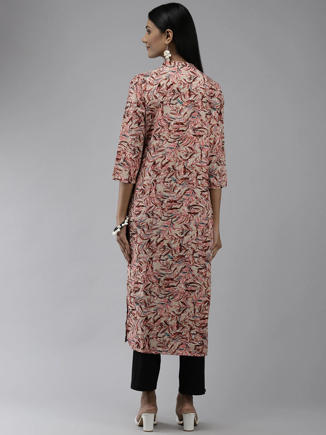 Peach Floral Printed Kurta-Yufta Store-2750KURPCS