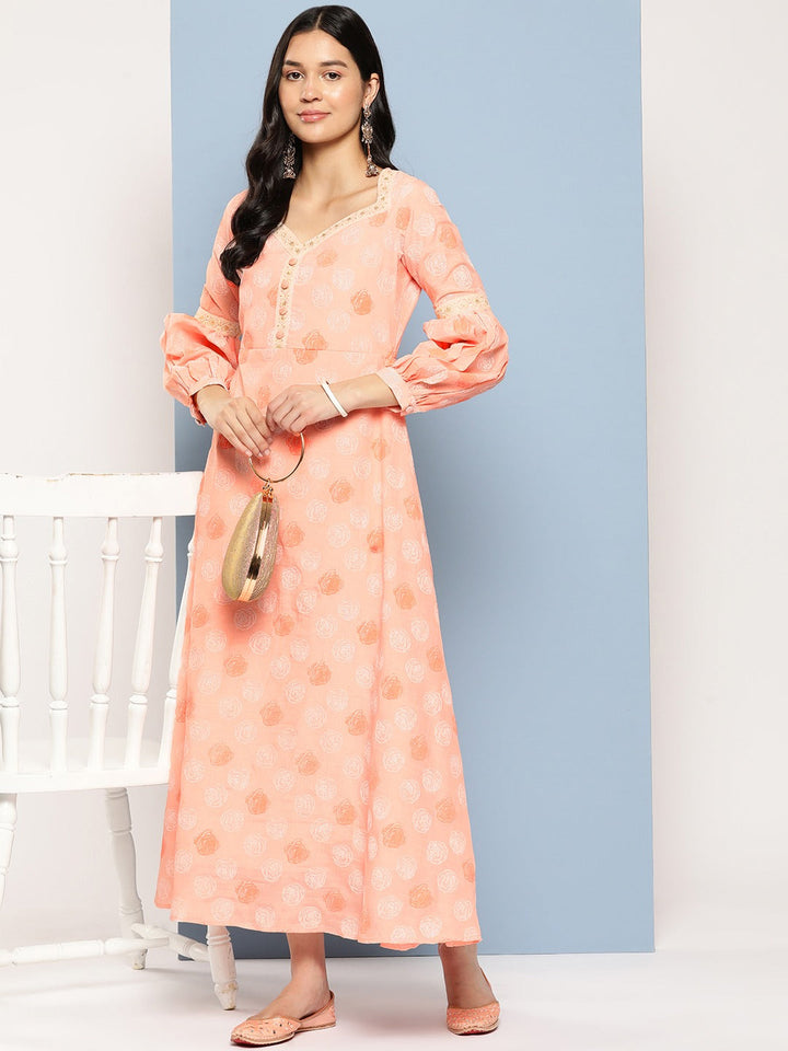 Peach Maxi Dress-Yufta Store-9619DRSPCS